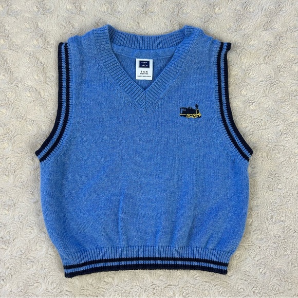 Janie and Jack Other - Janie and Jack Blue Sweater Vest V Neck Train Locomotive Size 3-6 Months